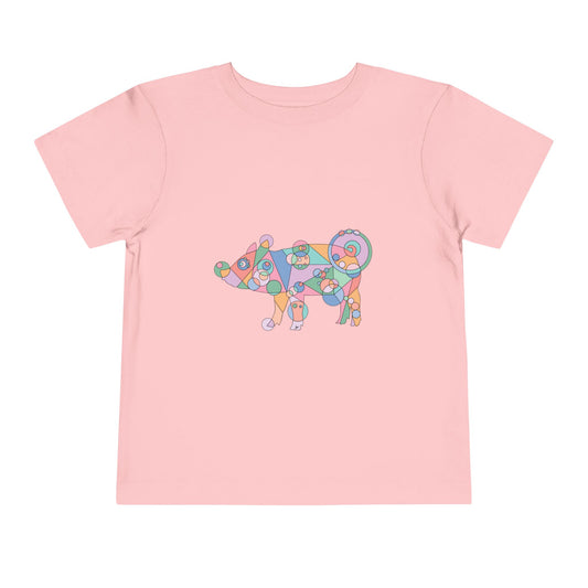 Toddler Unisex Geometric Pig Tee - Pastel Whimsy Edition