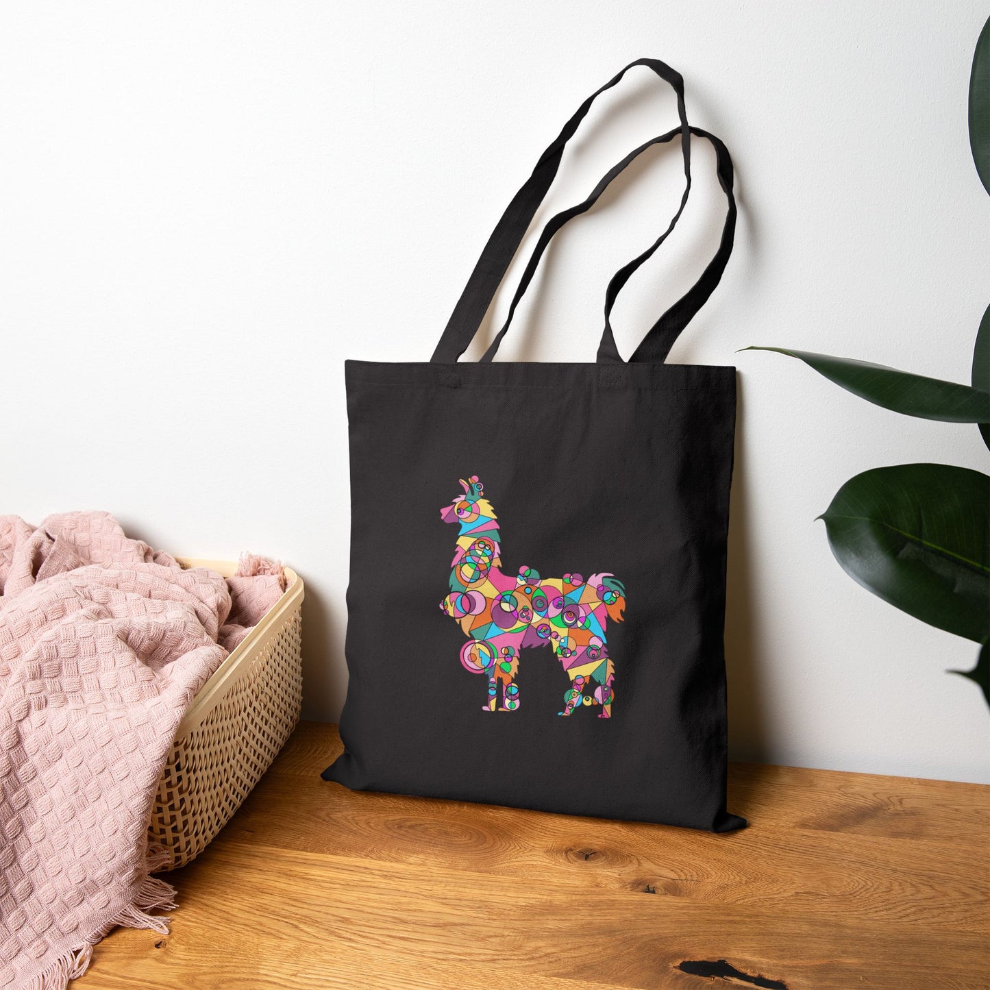 Geometric Llama Cotton Canvas Tote – Andean Joy Edition