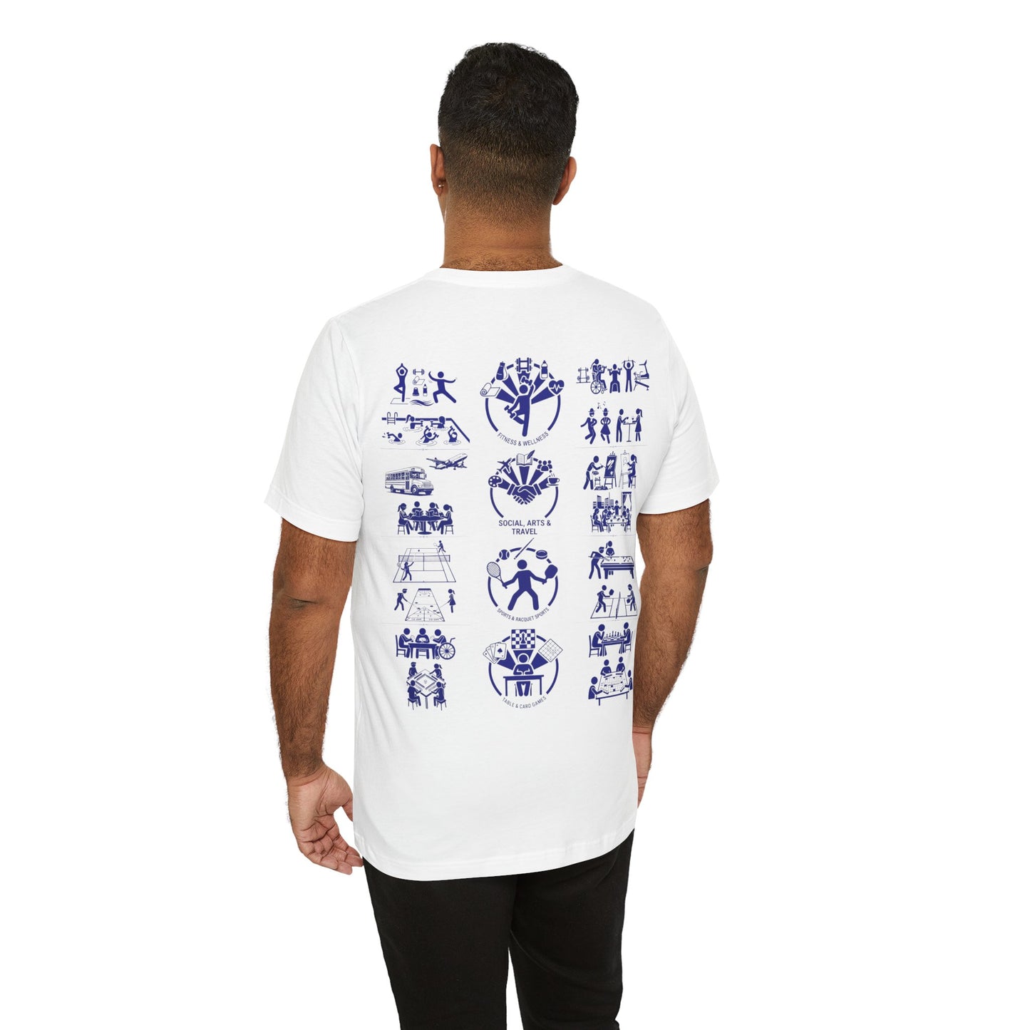 Unisex Tee Community Activities (Front Logo & Back Design, White & Pink)