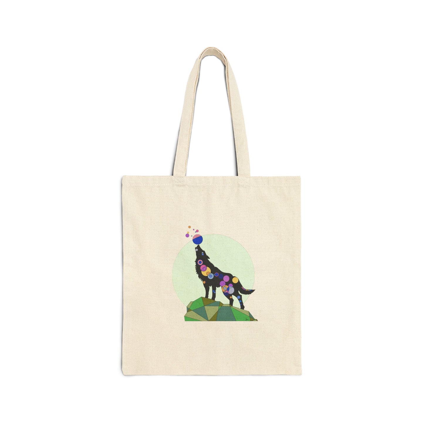 Geometric Wolf Cotton Canvas Tote – Cosmic Edition