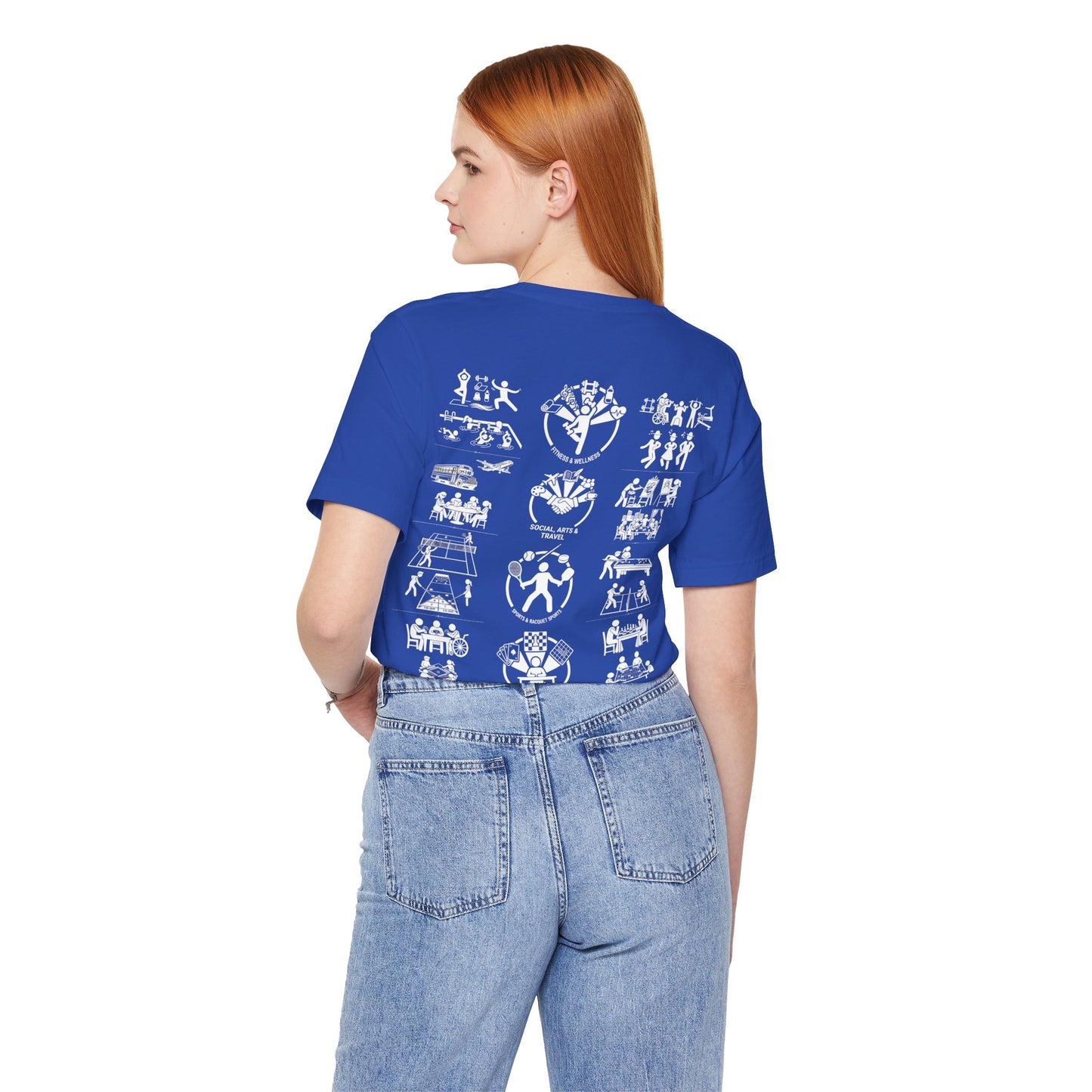 Unisex Tee Community Activities (Front Logo & Back Design, Black & Blue)