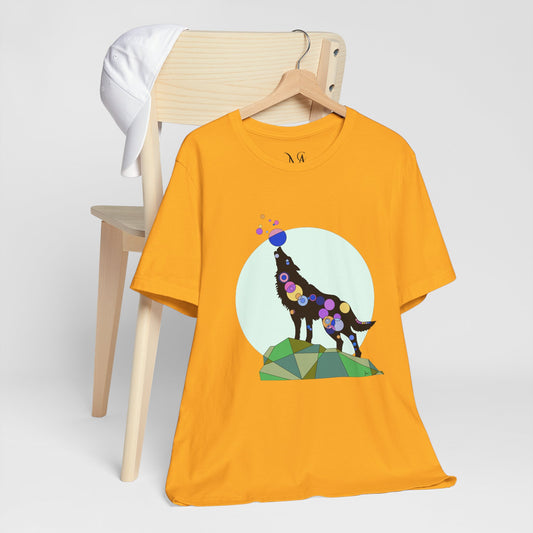 Unisex Geometric Wolf Tee - Cosmic Edition