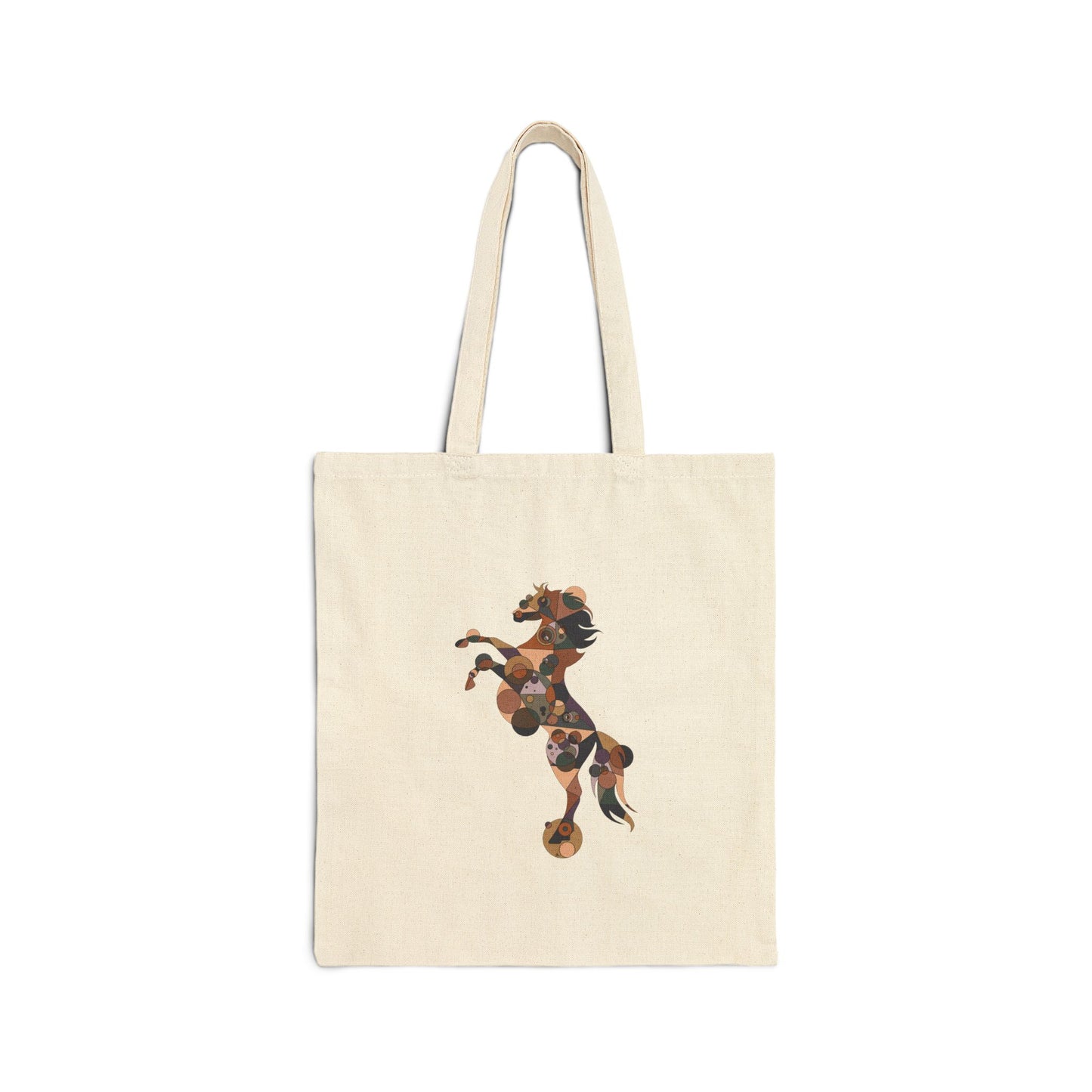 Geometric Horse Cotton Canvas Tote – Equine Mosaic Edition