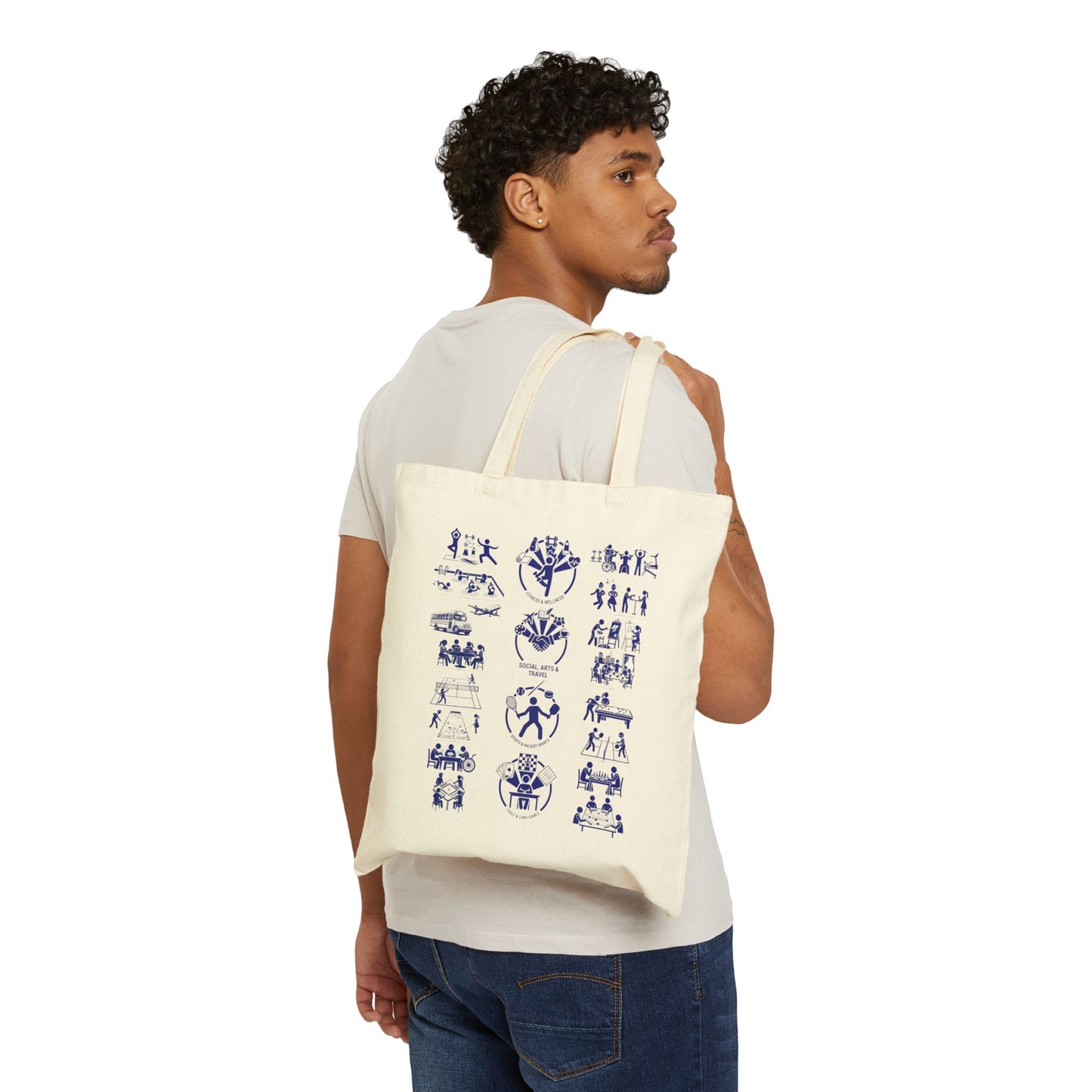 Cotton Canvas Tote Bag Community Activities (Front Logo & Back Design)