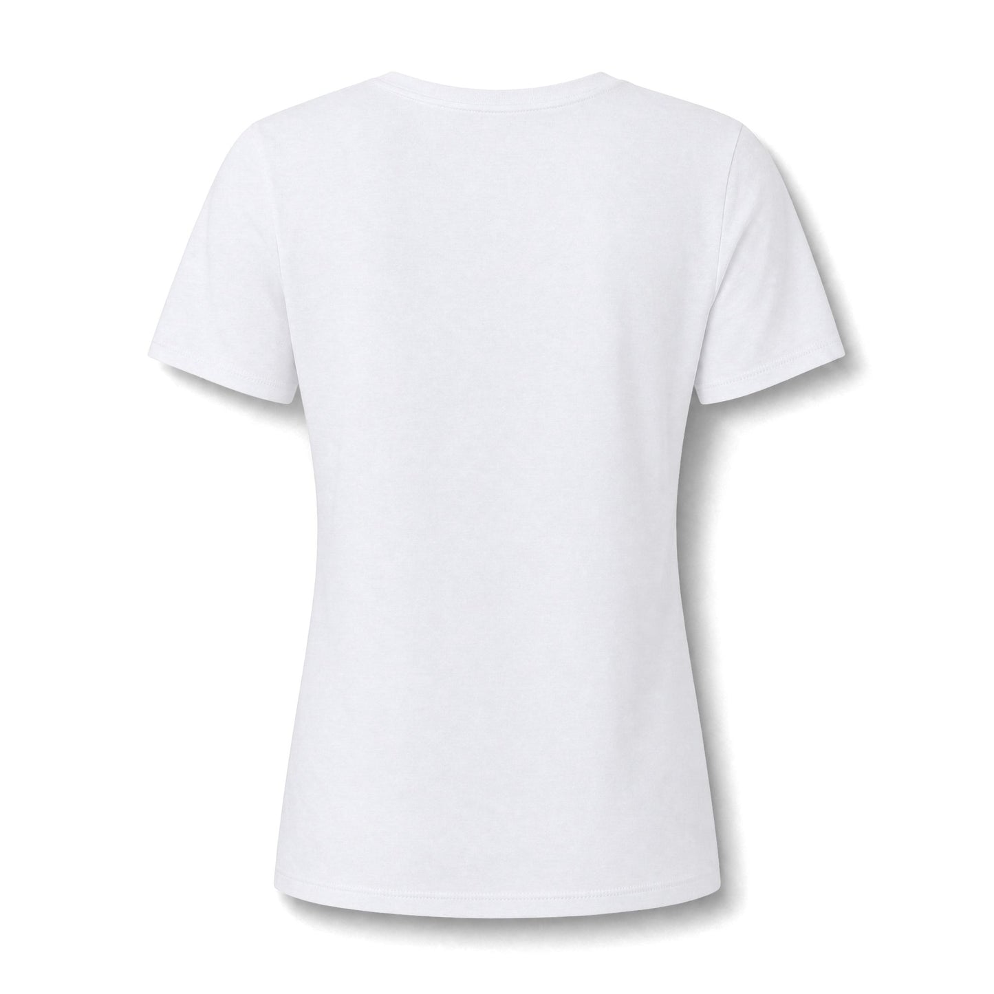 Women's V-Neck Tee Community Classic (Front Logo Only - Plain Back, White & Peach)