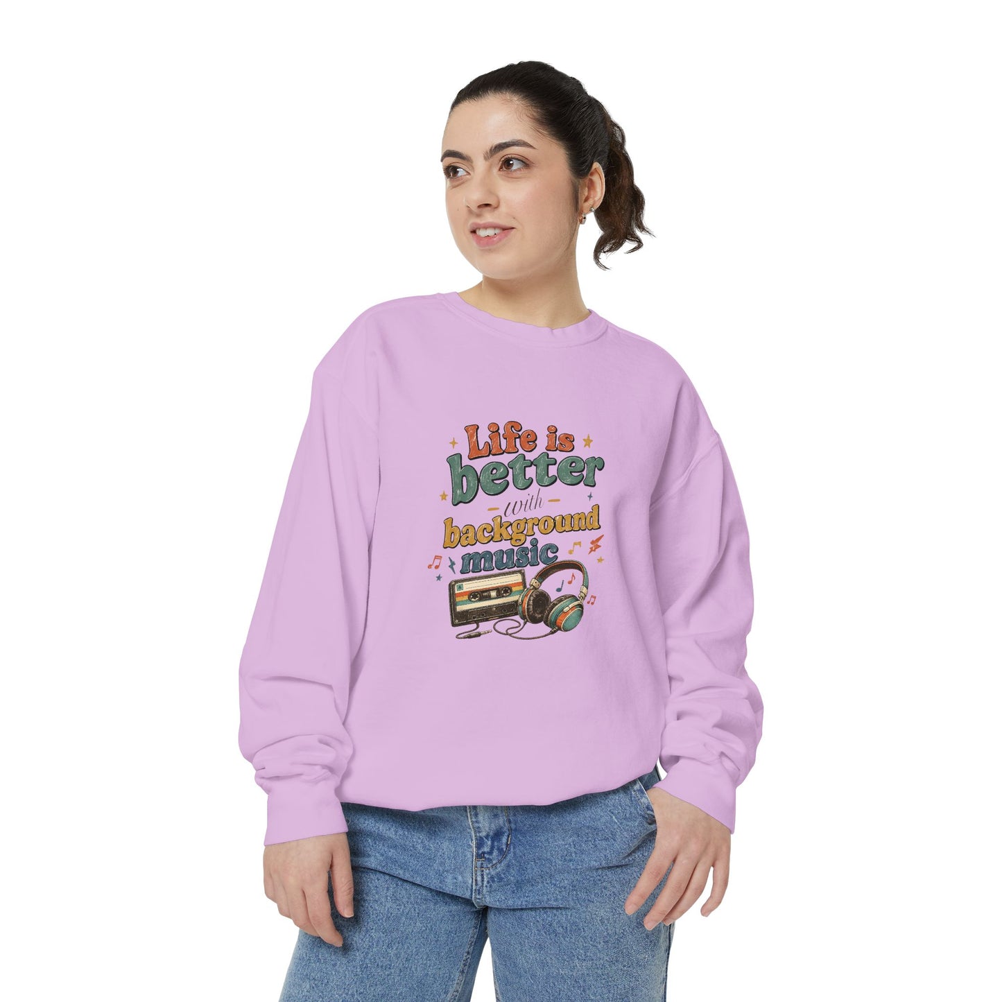 Artistic "Background Music" Unisex Garment-Dyed Sweatshirt