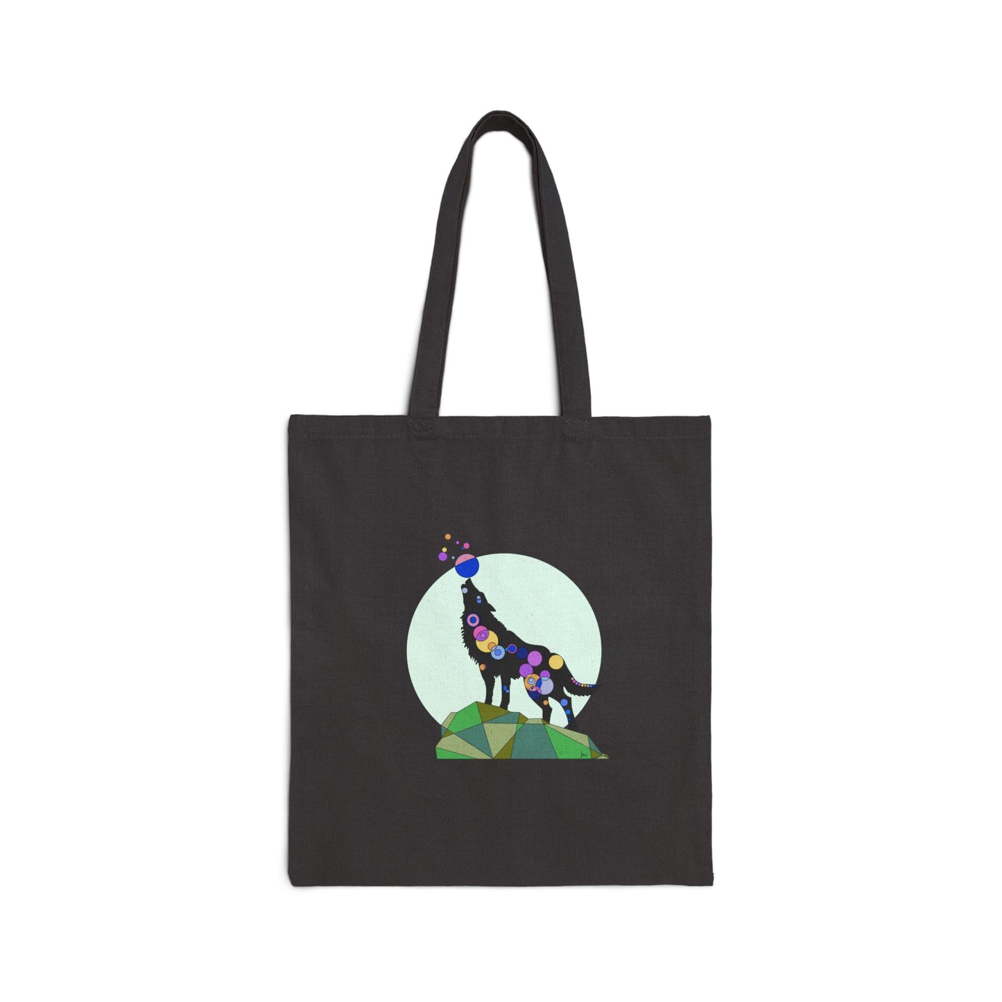 Geometric Wolf Cotton Canvas Tote – Cosmic Edition