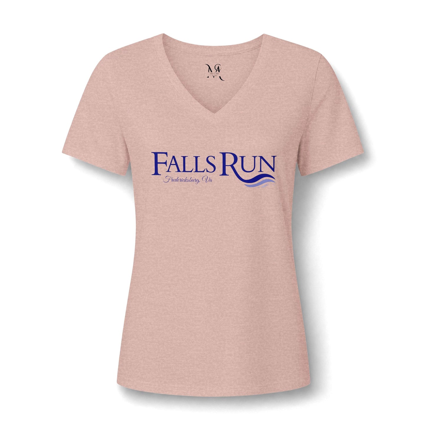 Women's V-Neck Tee Community Activities (Front Logo & Back Design, White & Peach)