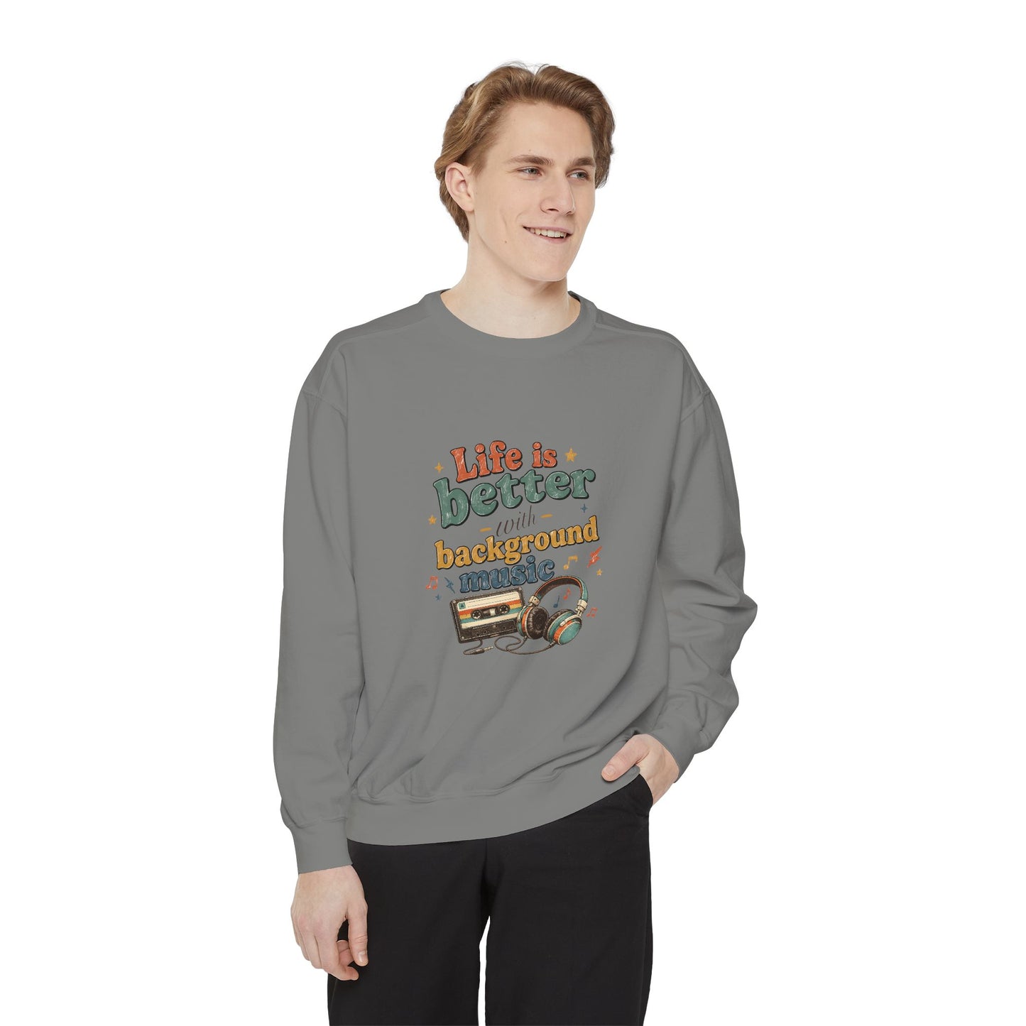 Artistic "Background Music" Unisex Garment-Dyed Sweatshirt