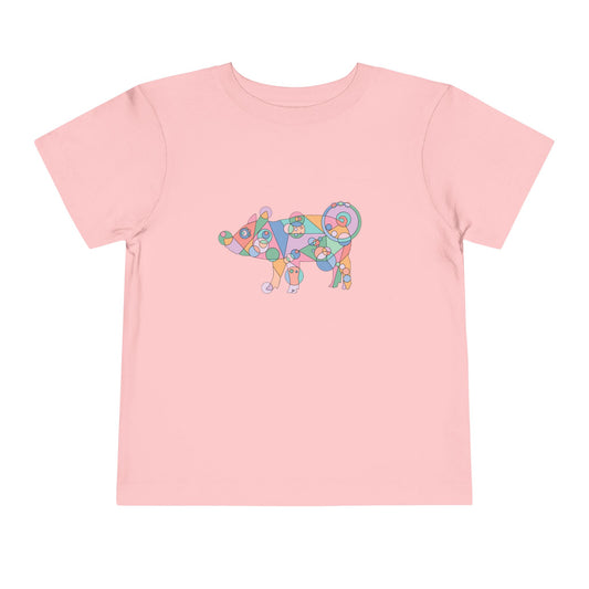 Toddler Unisex Geometric Pig Tee - Pastel Whimsy Edition
