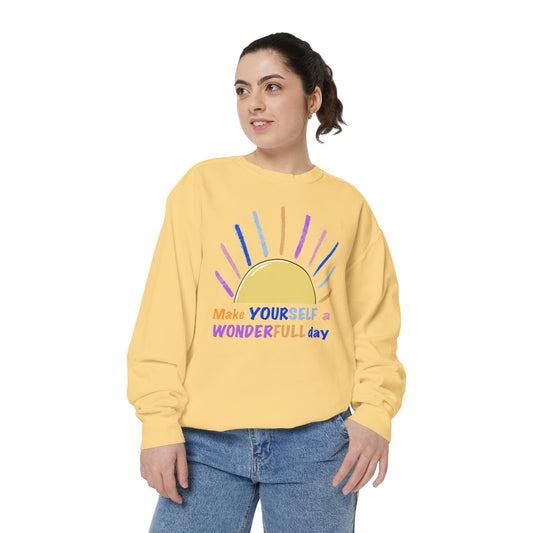 Artistic "Wonderfull Day" Unisex Garment-Dyed Sweatshirt
