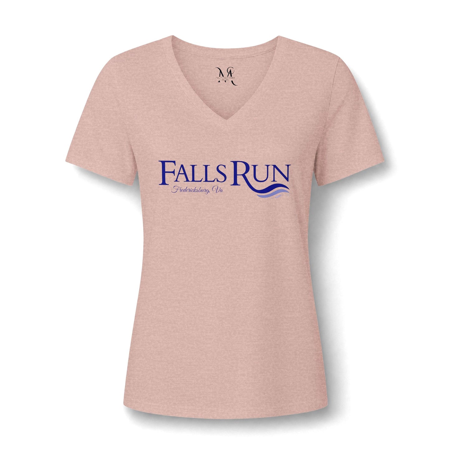 Falls Run Women's Active Living V-Neck Tee (White & Heather Peach)