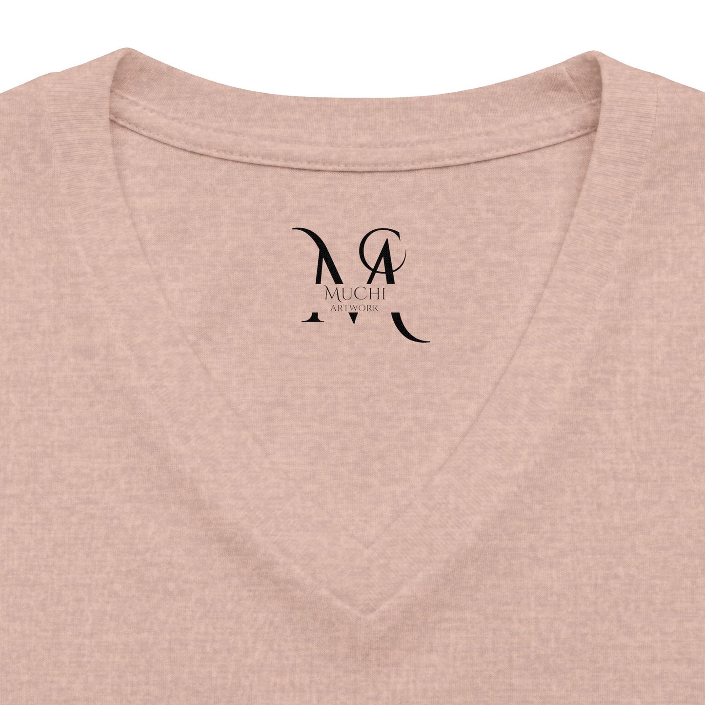 Women's V-Neck Tee Community Activities (Front Logo & Back Design, White & Peach)