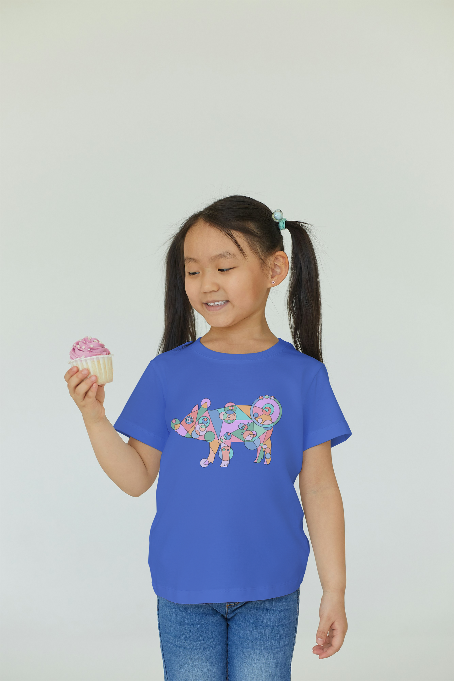 Toddler Unisex Geometric Pig Tee - Pastel Whimsy Edition