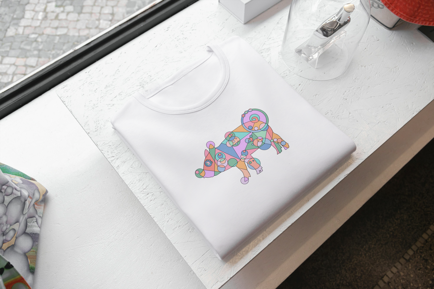 Toddler Unisex Geometric Pig Tee - Pastel Whimsy Edition