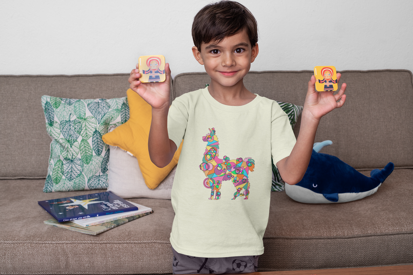 Toddler Unisex Geometric Llama Tee - Andean Joy Edition