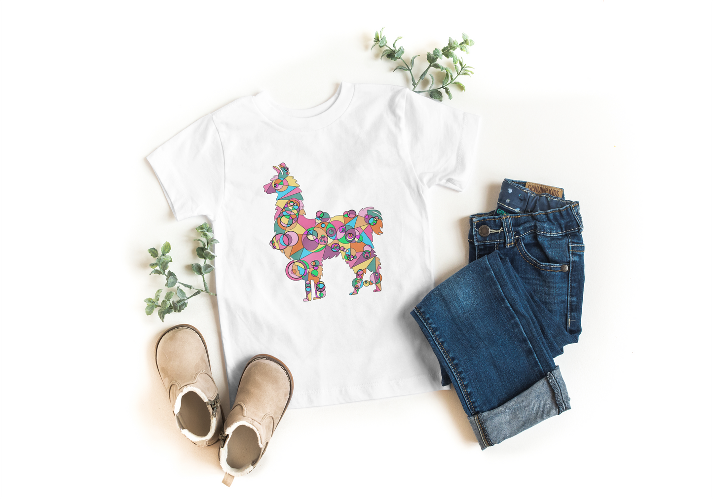 Toddler Unisex Geometric Llama Tee - Andean Joy Edition