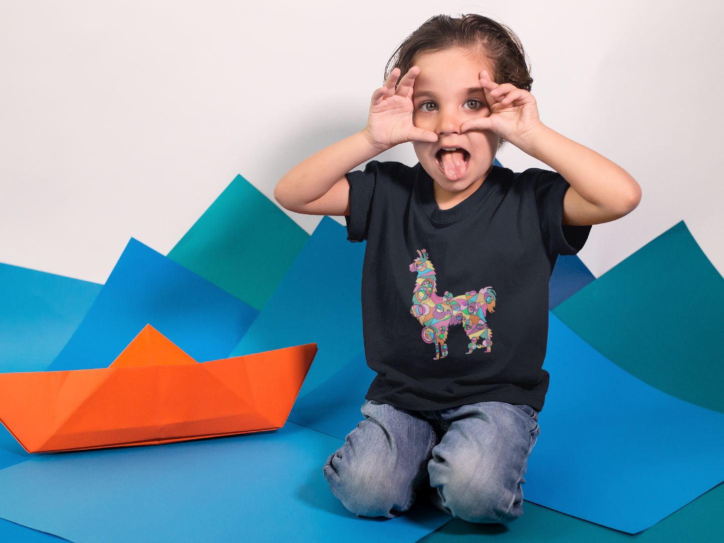 Toddler Unisex Geometric Llama Tee - Andean Joy Edition