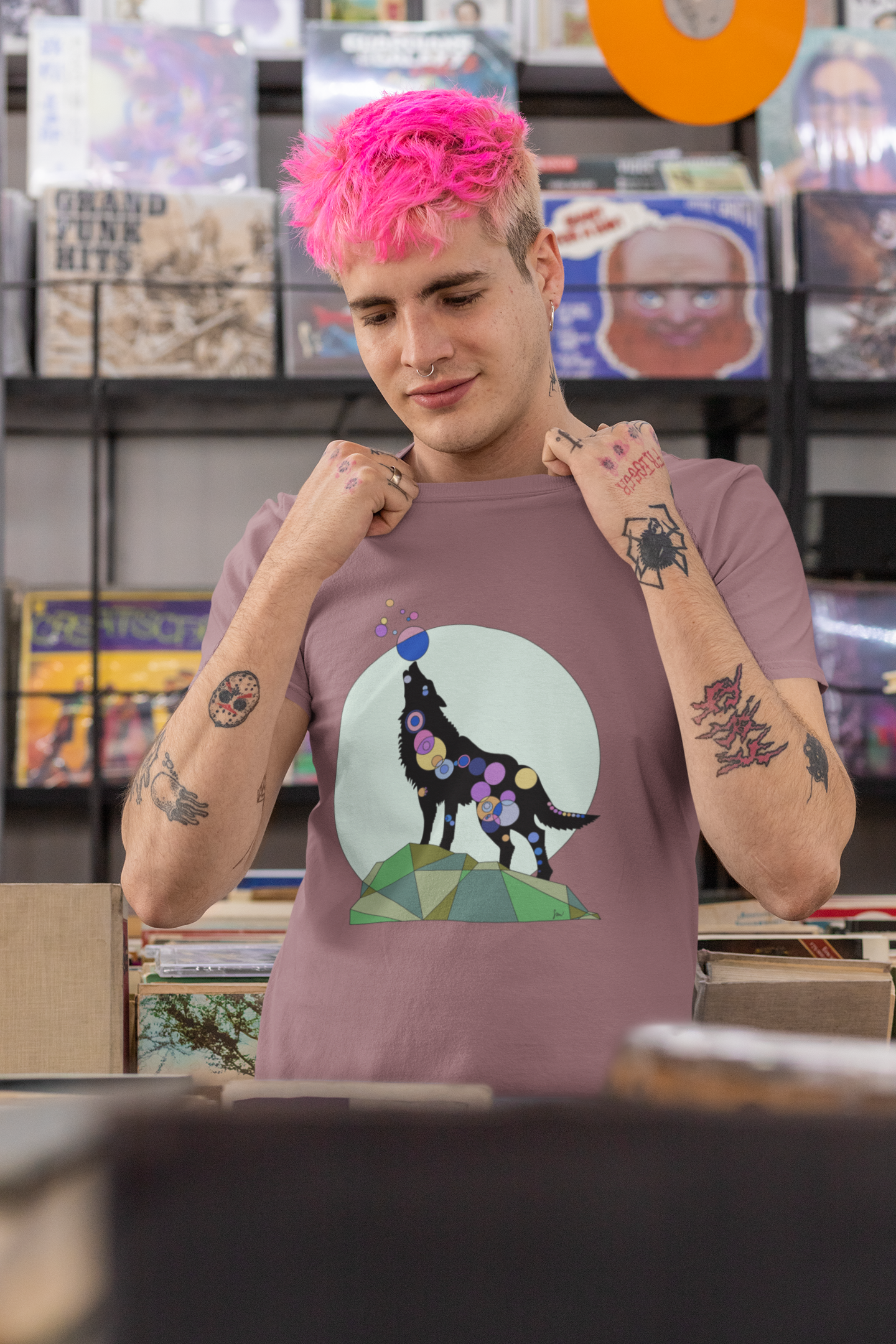 Unisex Geometric Wolf Tee - Cosmic Edition