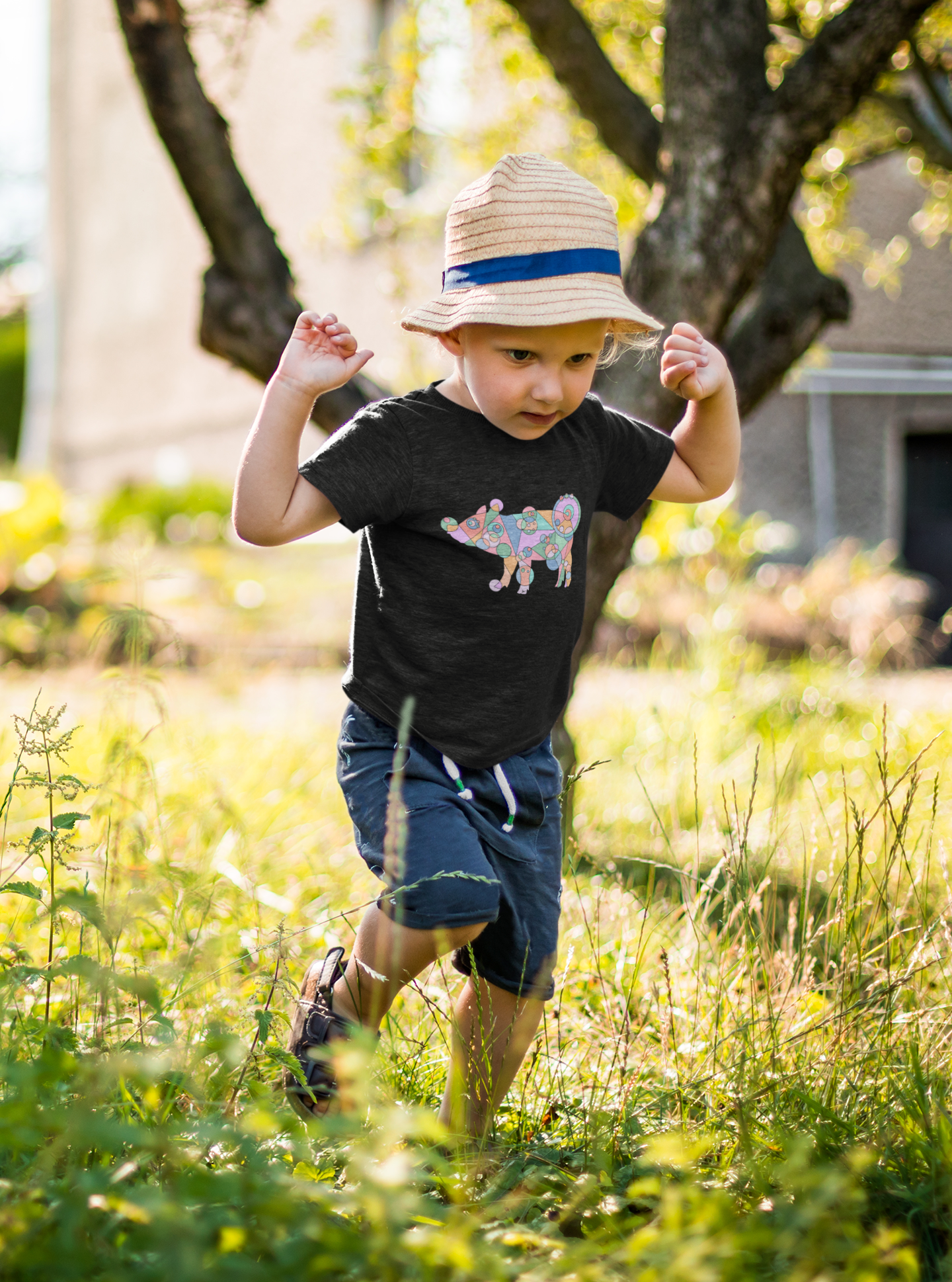 Toddler Unisex Geometric Pig Tee - Pastel Whimsy Edition