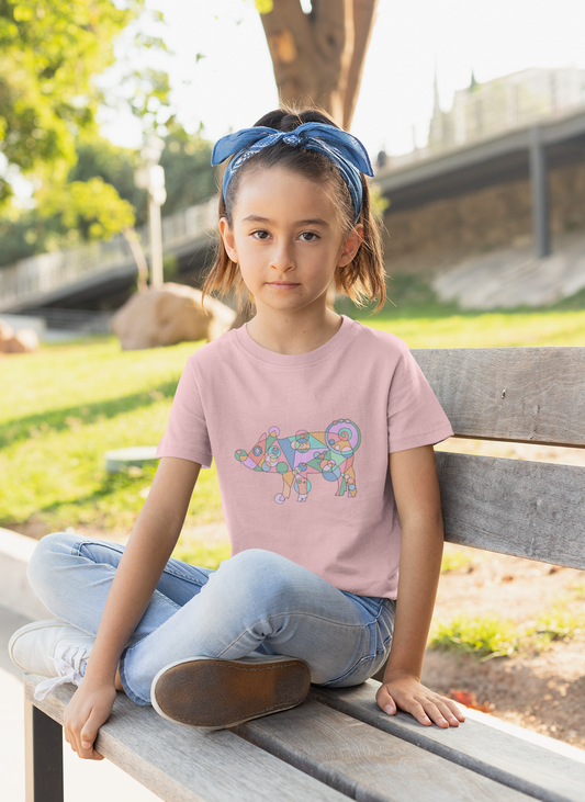 Toddler Unisex Geometric Pig Tee - Pastel Whimsy Edition