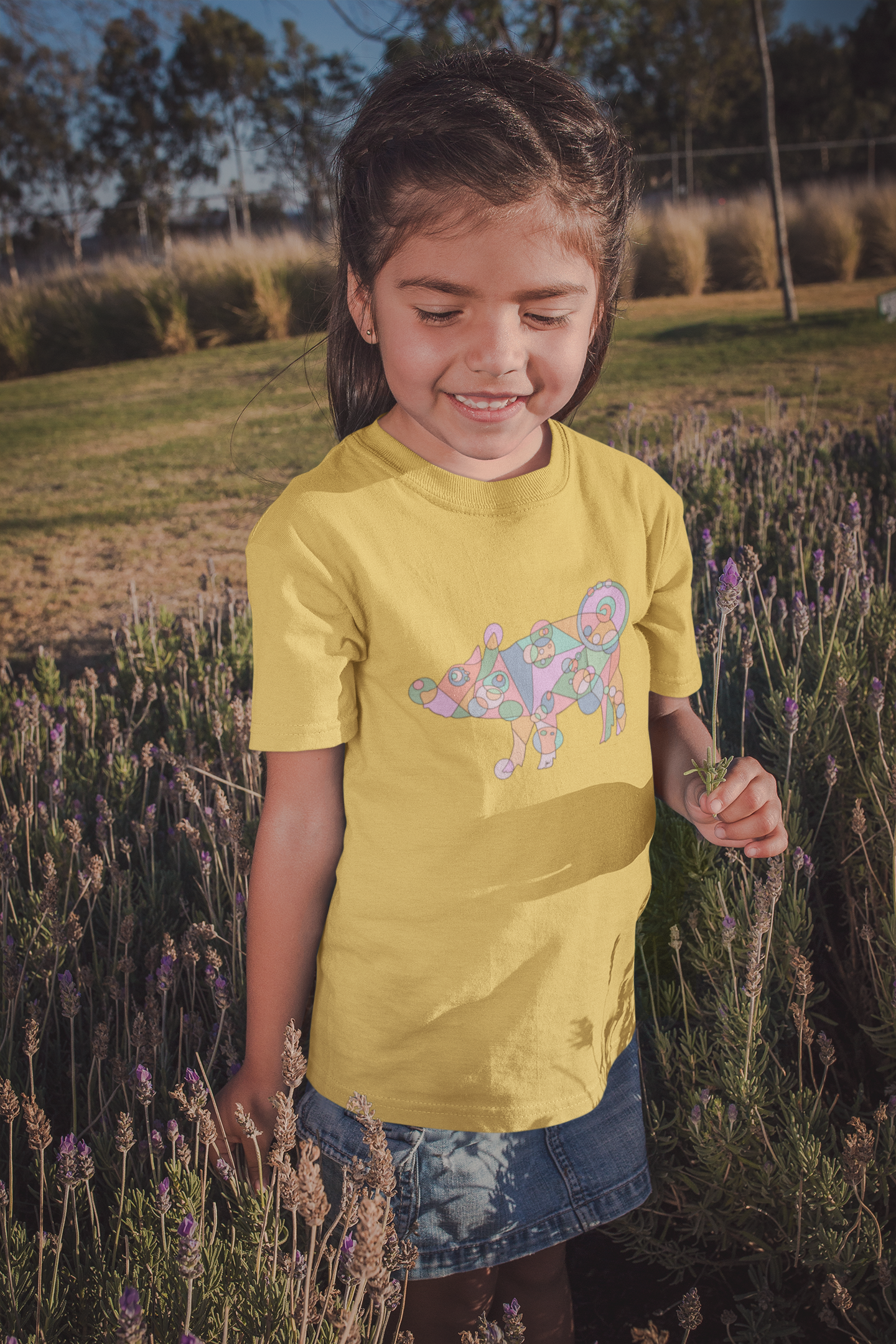 Toddler Unisex Geometric Pig Tee - Pastel Whimsy Edition