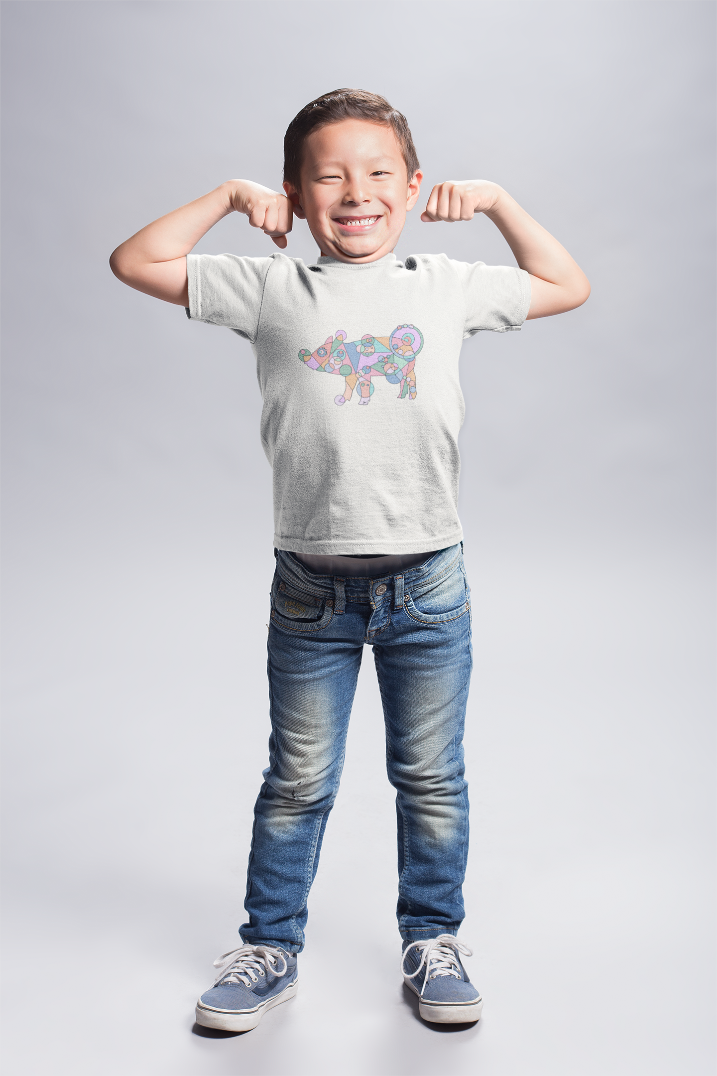 Toddler Unisex Geometric Pig Tee - Pastel Whimsy Edition