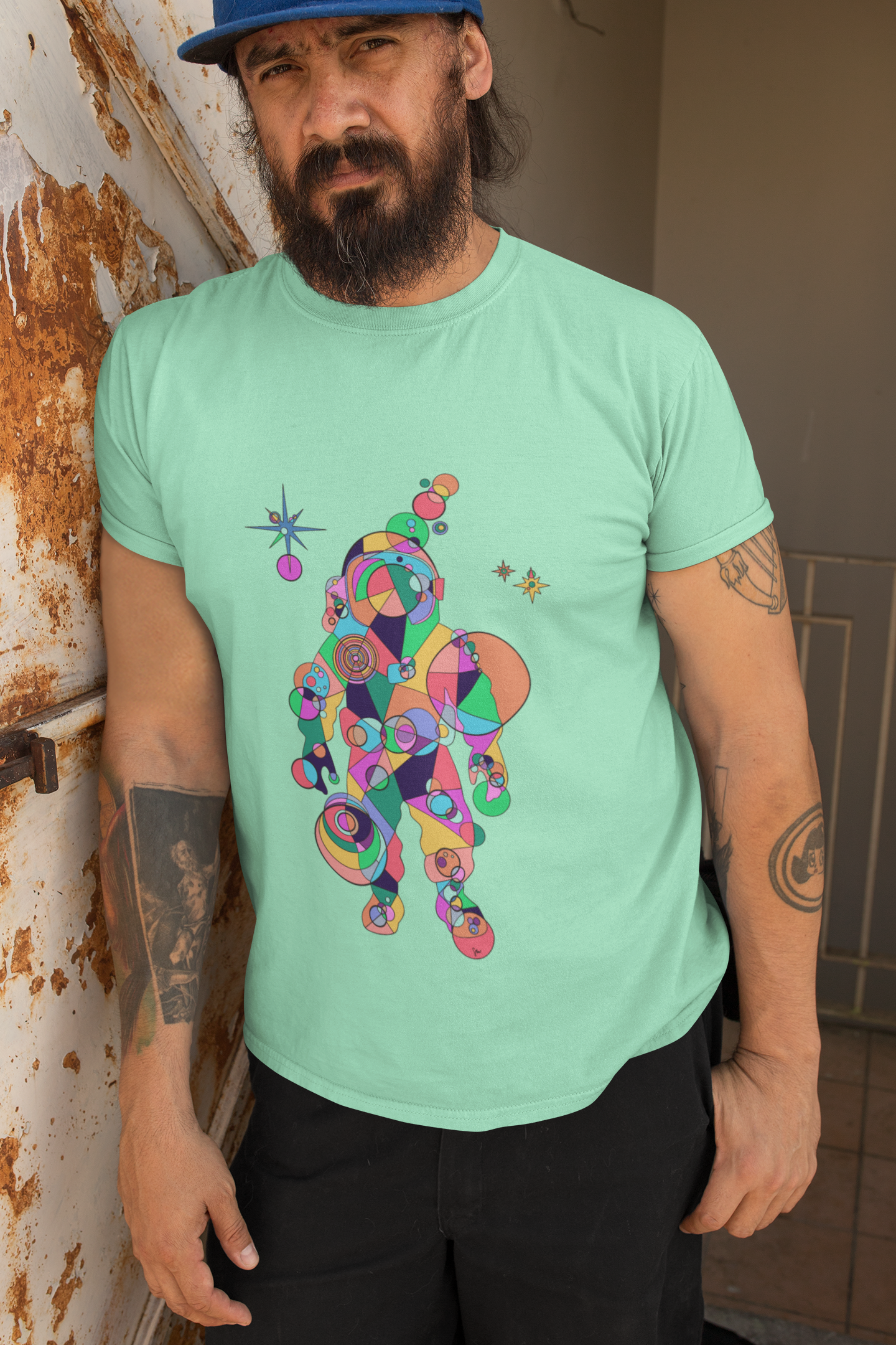 Unisex Geometric Astronaut Tee – Cosmic Explorer Edition