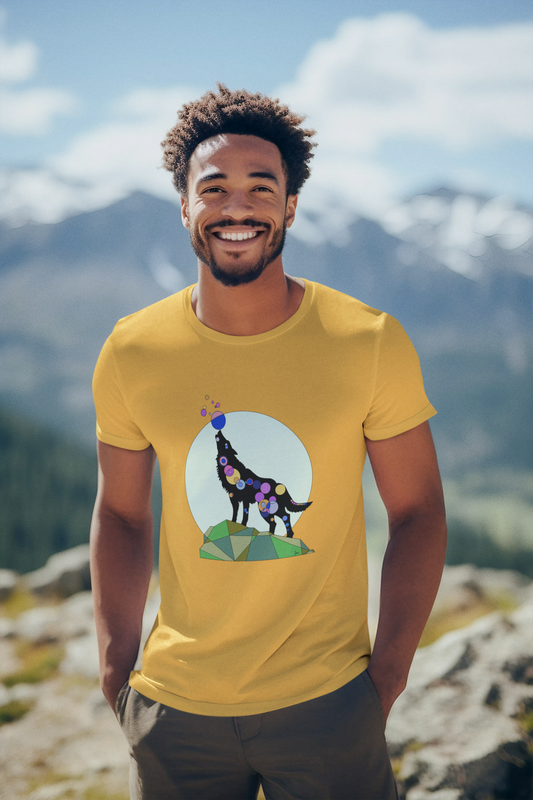 Unisex Geometric Wolf Tee - Cosmic Edition