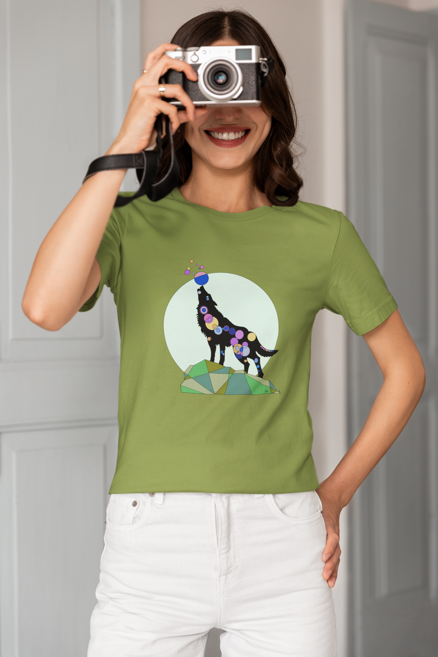 Unisex Geometric Wolf Tee - Cosmic Edition
