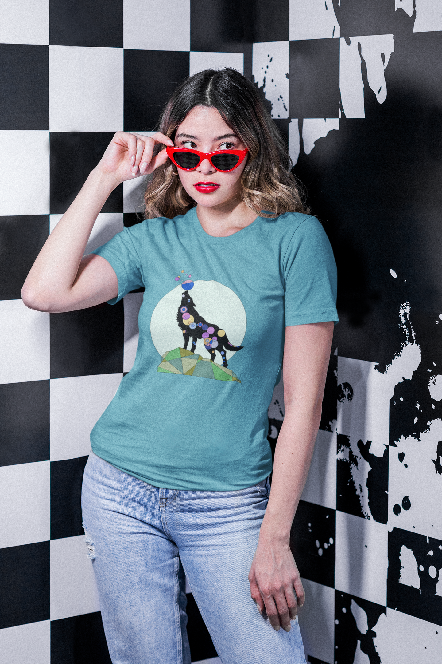 Unisex Geometric Wolf Tee - Cosmic Edition