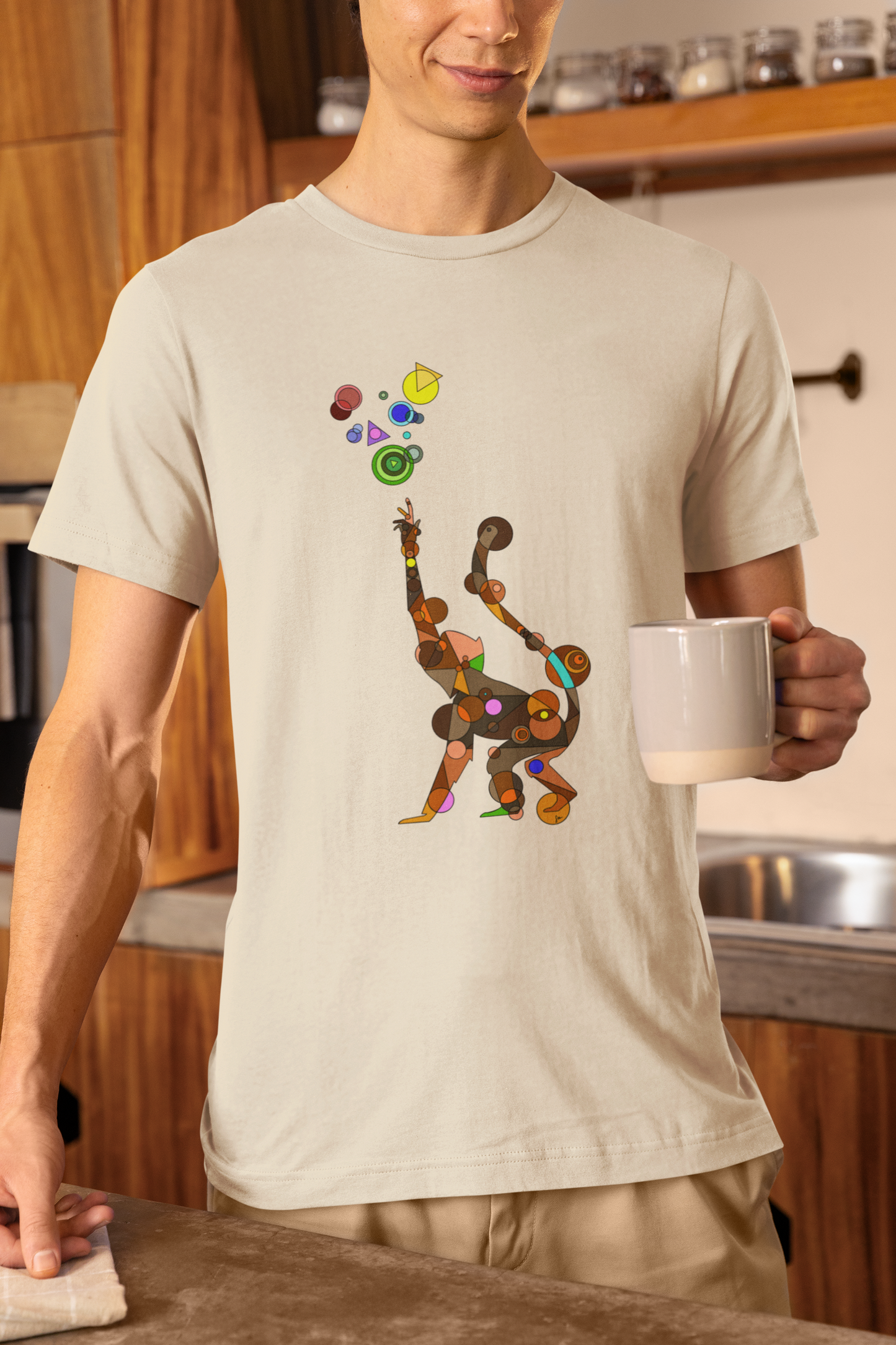 Unisex Geometric Monkey Tee - Cosmic Edition