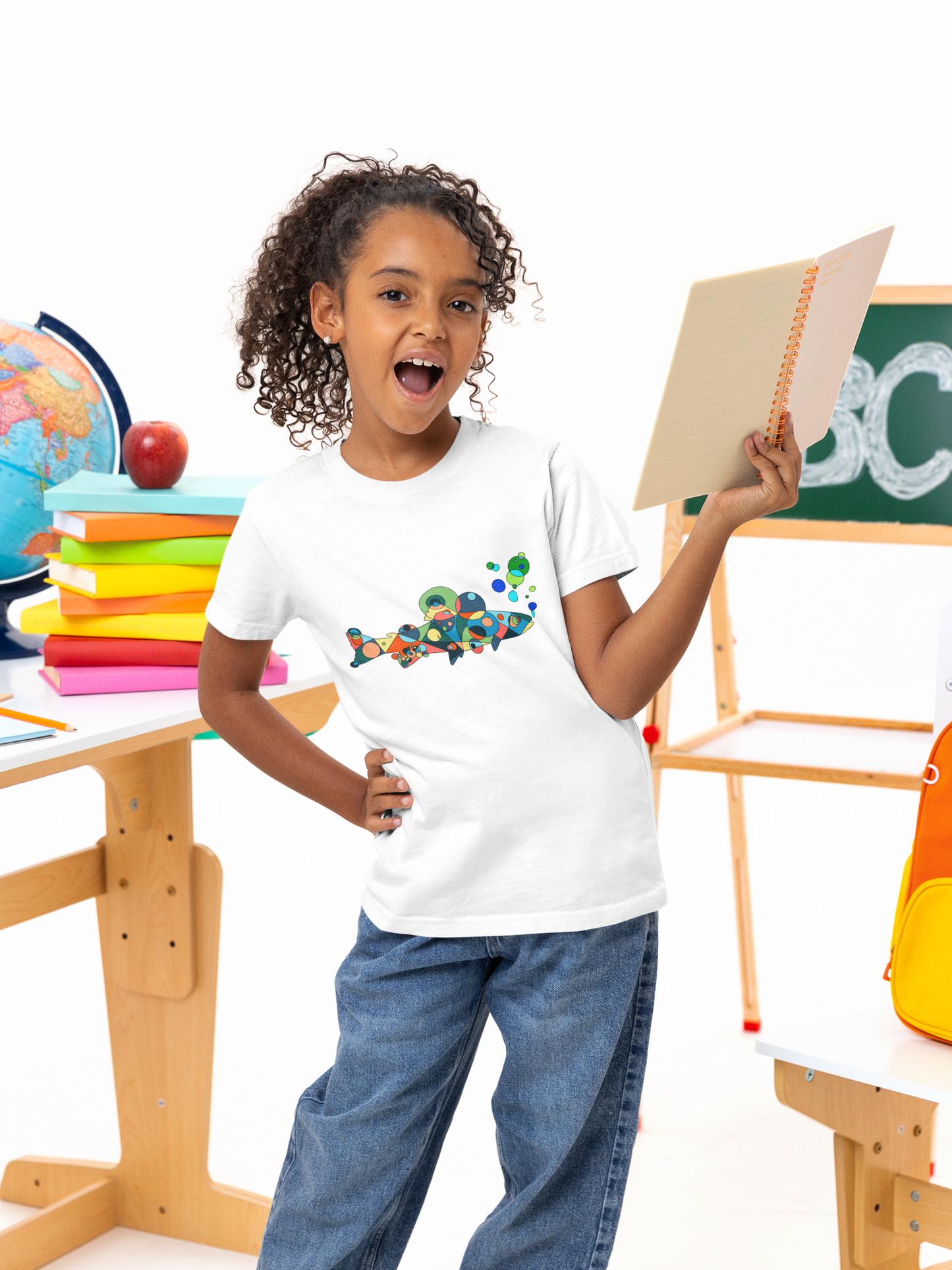 Youth Unisex Geometric Fish Tee - Aquatic Wonder Edition