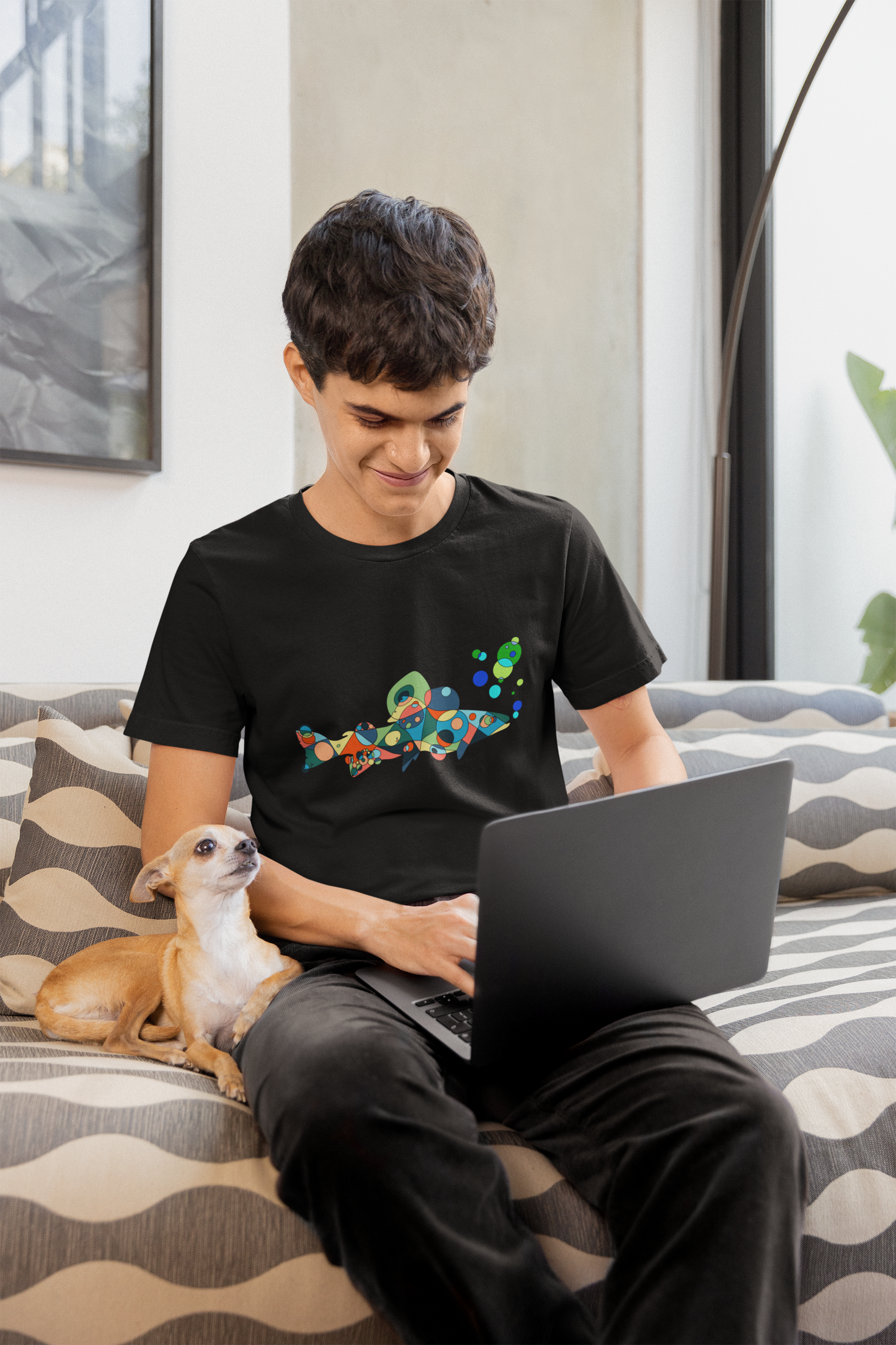 Youth Unisex Geometric Fish Tee - Aquatic Wonder Edition