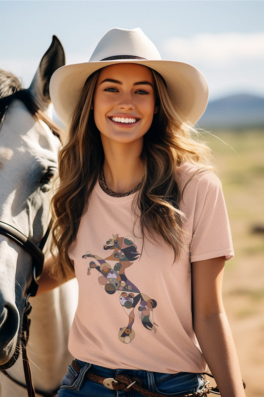 Unisex Geometric Horse Tee - Equine Mosaic Edition