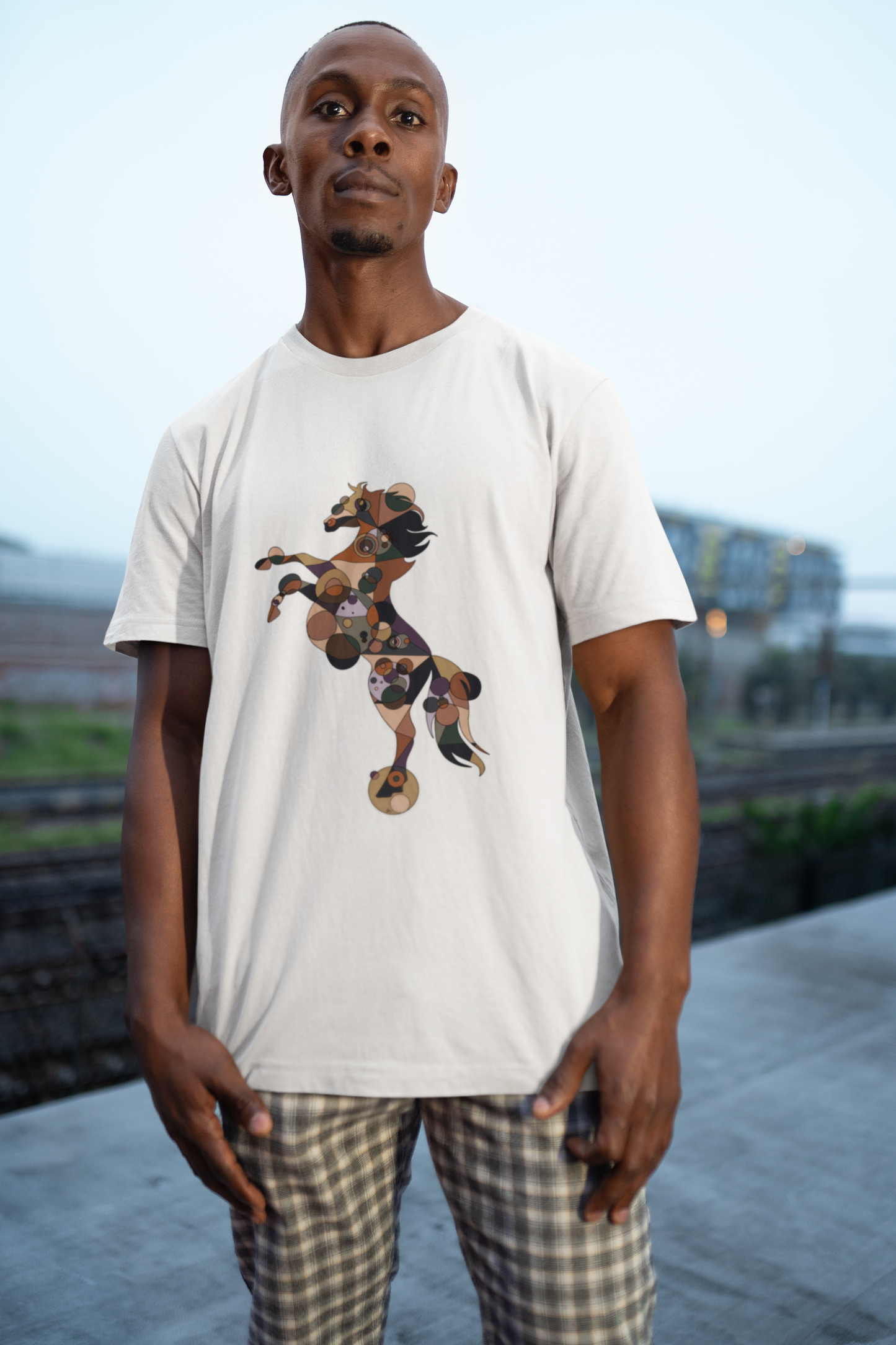 Unisex Geometric Horse Tee - Equine Mosaic Edition