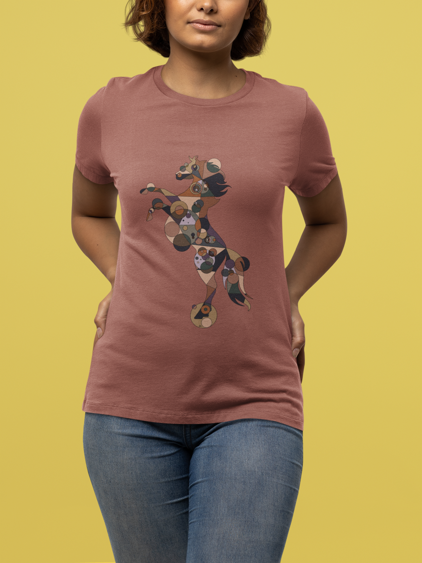 Unisex Geometric Horse Tee - Equine Mosaic Edition