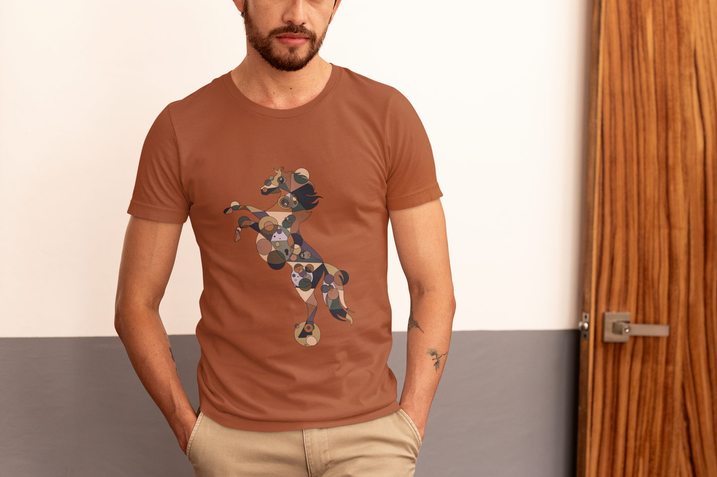 Unisex Geometric Horse Tee - Equine Mosaic Edition