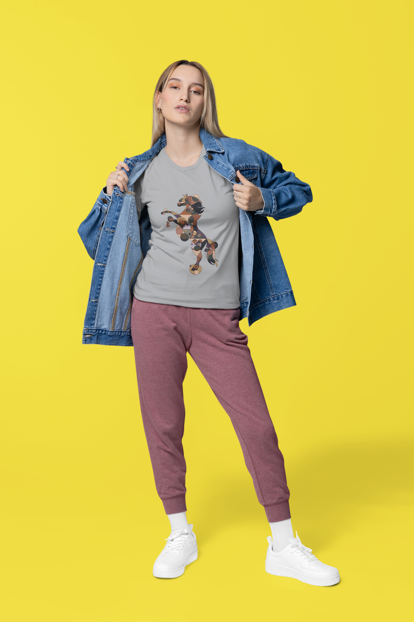 Unisex Geometric Horse Tee - Equine Mosaic Edition