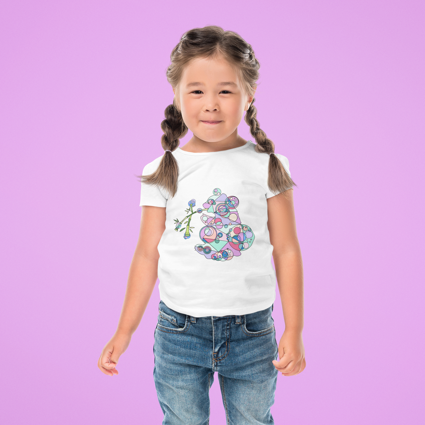 Toddler Unisex Geometric Panda Tee – Cosmic Bamboo Edition