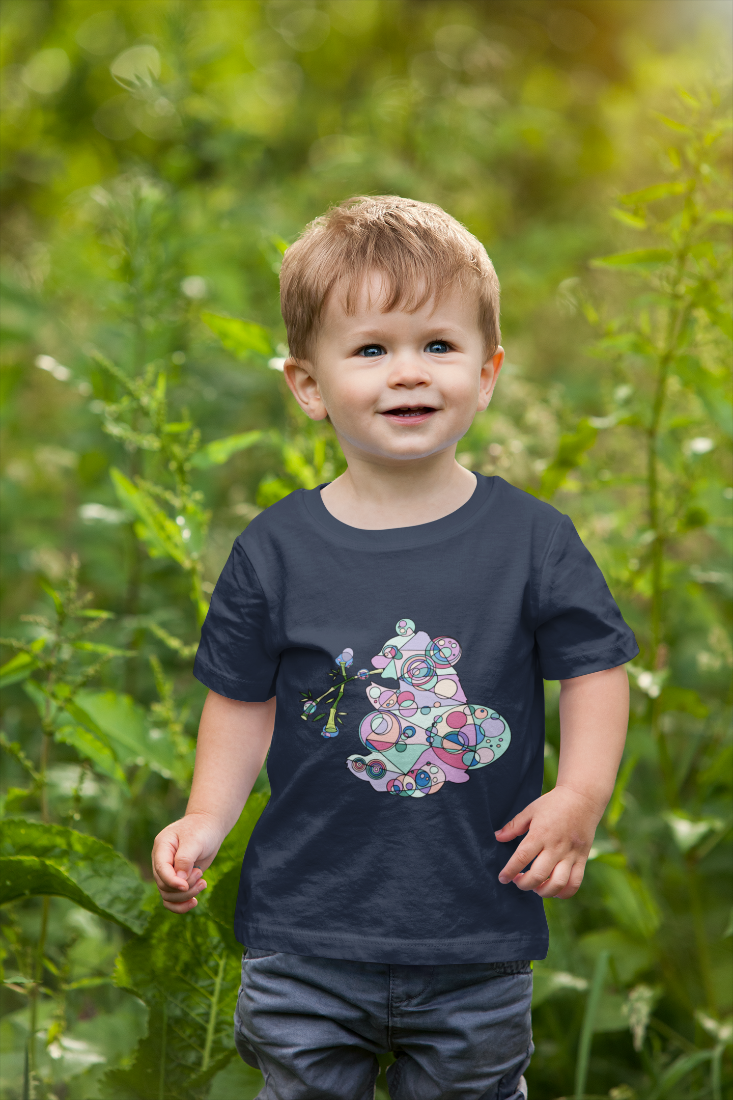 Toddler Unisex Geometric Panda Tee – Cosmic Bamboo Edition