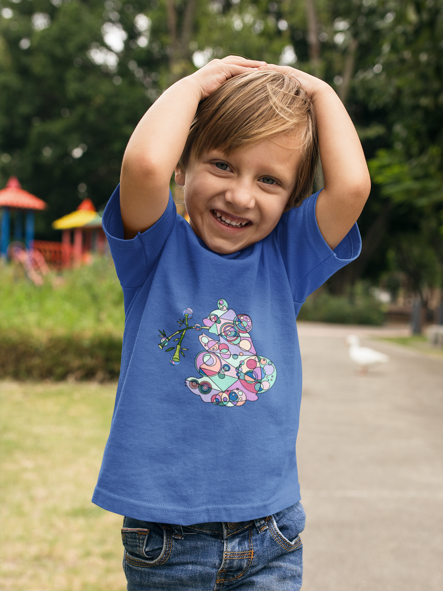 Toddler Unisex Geometric Panda Tee – Cosmic Bamboo Edition