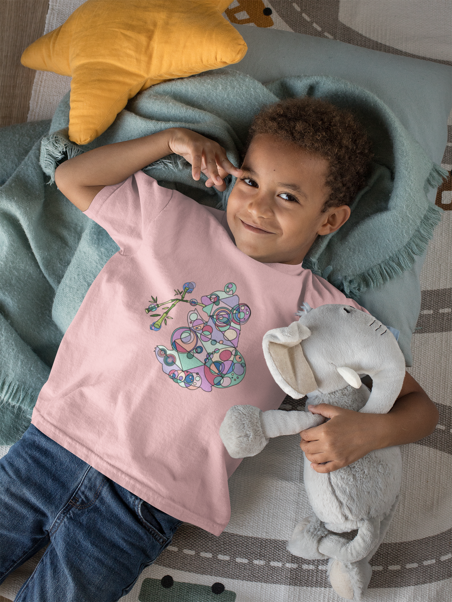 Toddler Unisex Geometric Panda Tee – Cosmic Bamboo Edition