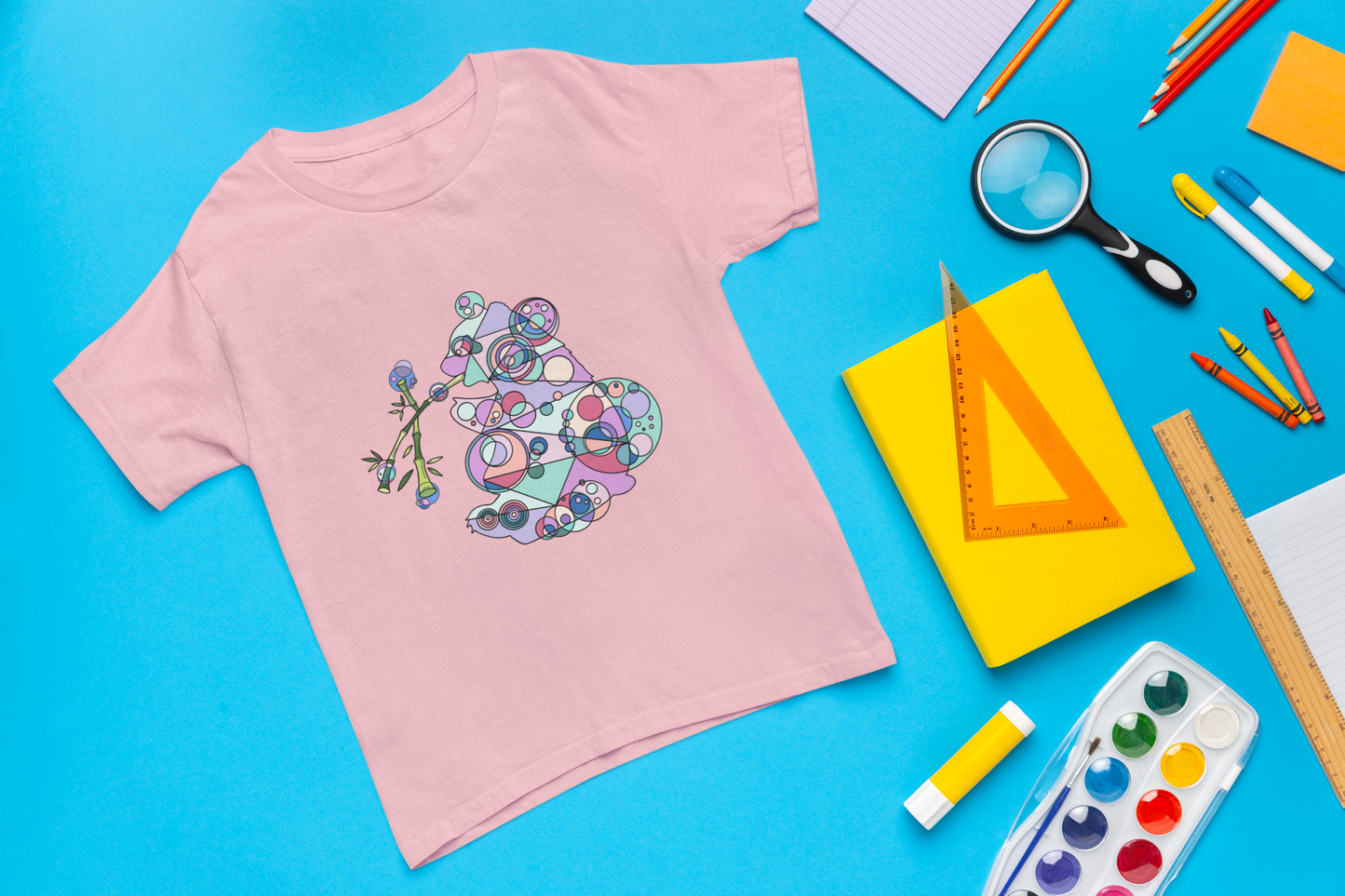 Toddler Unisex Geometric Panda Tee – Cosmic Bamboo Edition