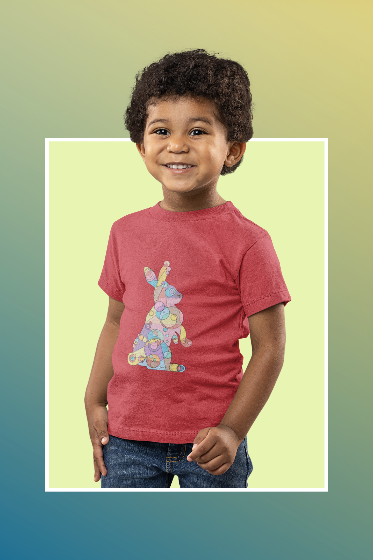 Toddler Unisex Geometric Bunny Tee - Pastel Wonder Edition