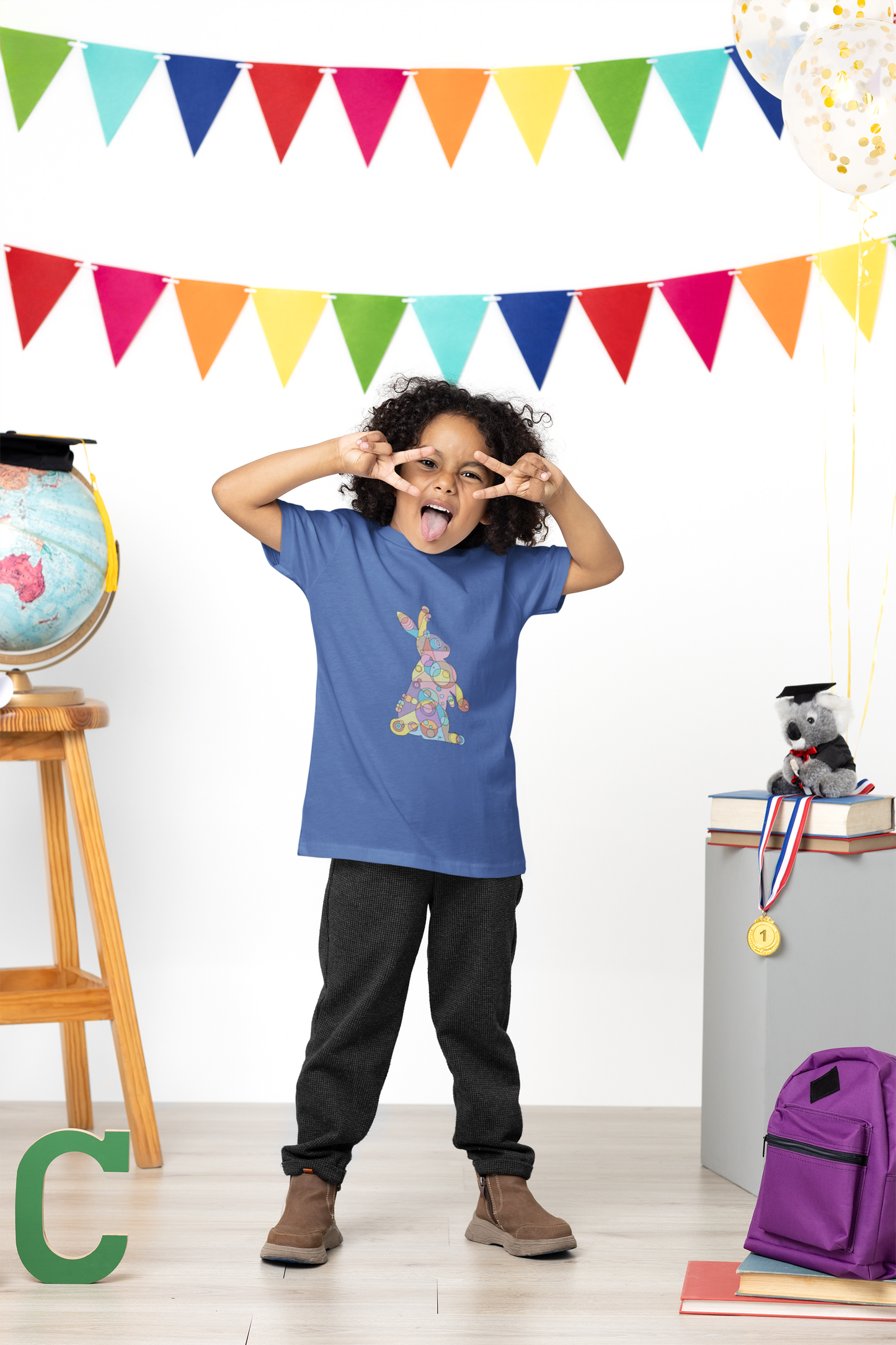 Toddler Unisex Geometric Bunny Tee - Pastel Wonder Edition