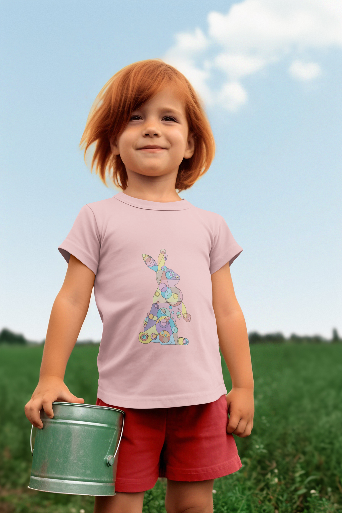 Toddler Unisex Geometric Bunny Tee - Pastel Wonder Edition