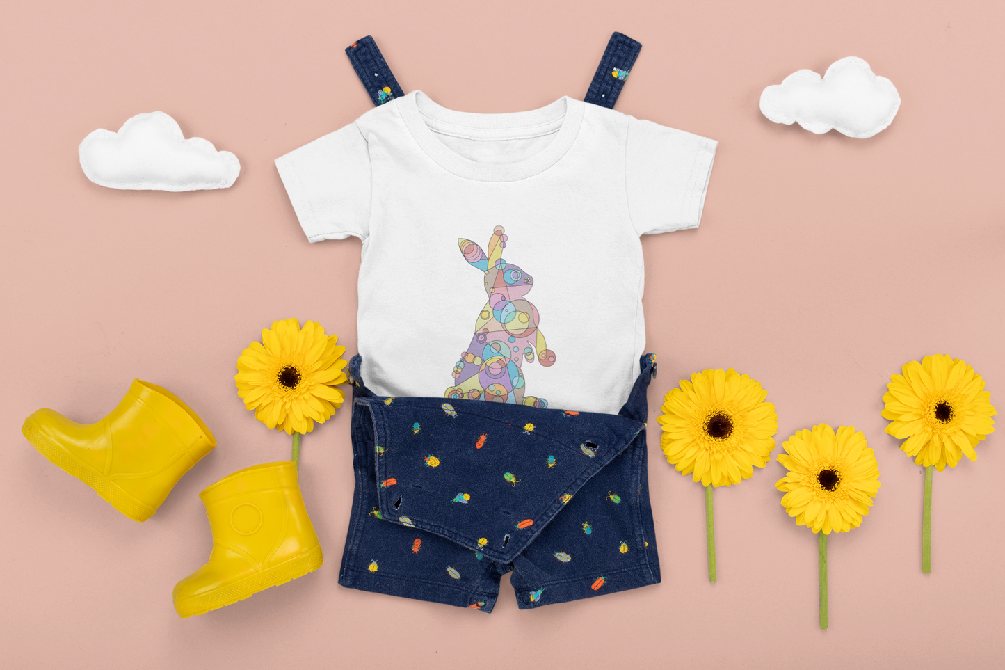 Toddler Unisex Geometric Bunny Tee - Pastel Wonder Edition