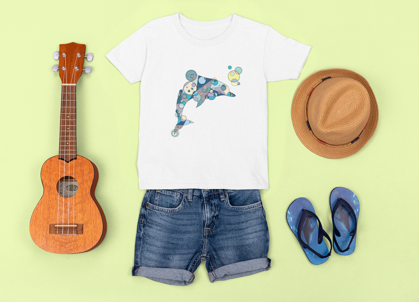 Toddler Unisex Geometric Dolphin Tee - Oceanic Wonder Edition