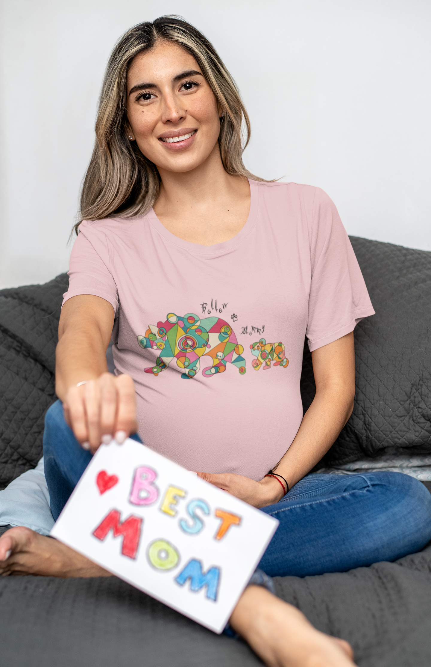 Women's Geometric Mother & Baby Bear Tee - Follow Mommy Edition